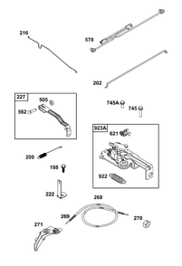 Controls Group Diagram and Parts List for 09P705-0298-F1 020000 - 09Z999 Briggs and Stratton Engine